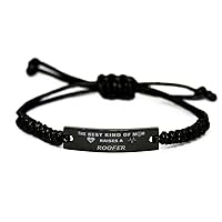 Black Rope Bracelet Gifts for Mom from A Roofer, The Best Kind of Mom Raises A Roofer, Idea Gifts for Mother's Day, Anniversary Birthday Personalized Gifts to Mum