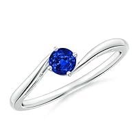 Blue Sapphire Solitaire Ring 925 Sterling Silver September Birthstone Gemstone Jewelry Wedding Engagement Women Birthday Gift