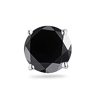 1/9 (0.10-0.13) Cts of 2.50-3.00 mm Round AA Black Diamond Mens Stud Earring in Platinum-Screw Backs