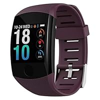 New 1.3'' Touchscreen Smart Wristband Heart Rate Blood Pressure Pedometer Waterproof Fitness Tracker for Android iPhone (Burgundy)