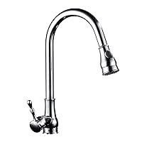 Faucets, Copper Kitchen Faucet Electroplating Belt Pulls Out Spray Head Faucet Hot and Cold Mixer Mixer Faucet Bath Kitchen Basin Kitchen Sink Faucet Rotation