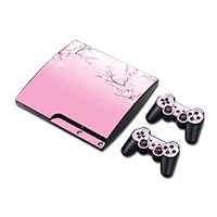 Vinyl Decal Skin/stickers Wrap for PS3 Slim Play Station 3 Console and 2 Controllers-Pink Peach Flowers