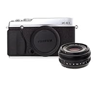 Fujifilm X-E1 Mirrorless Digital Camera Body, Silver - Bundle - with XF 18mm F/2.0 Lens