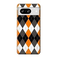 R3421 Black Orange White Argyle Plaid Case Cover for Google Pixel 8