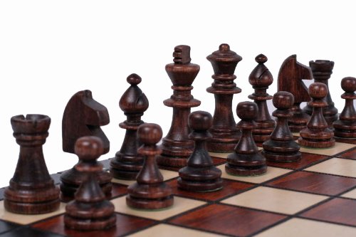 Wooden Magnetic Travel Chess Set with Mahgany Chess Board and Storage Compartment