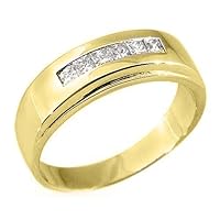 14k Yellow Gold Princess Cut 6-Stone Men's Diamond Ring .75 Carats