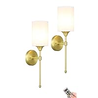 Wall Light Battery Operated Wall Sconces Set of 2, Wireless Wall Light with Remote, Dimmable Wall Lamp Rechargeable with Timer for Living Room, Bedroom, Entryway (Color : Gold)