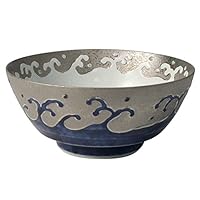 Arita Ware R0189 Ultimate Ramen Pot, Nishikiemon Pottery, Platinum Rough Wave