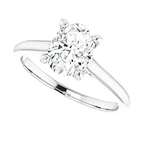 925 Silver,10K/14K/18K Solid White Gold Handmade Engagement Ring 1.0 CT Oval Cut Moissanite Diamond Solitaire Wedding/Gorgeous Gift for Women/Her Bridal Ring