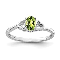 RKGEMSS Green Peridot Oval Shape Silver Heart Ring, Stackable Ring, August Birthstone Ring, 925 Sterling Silver Ring, Valentine's Day Gift, Dainty Ring, Gift For Her