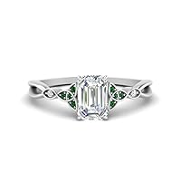 Choose Your Gemstone 925 Sterling Silver Emerald Shape Petite Engagement Ring Everyday Wedding Jewelry Handmade Gifts for Wife Celtic Knot Split Diamond CZ Birthstone Ring : US Size 4 to 12
