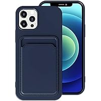 Phone case for iPhone12Pro Liquid Silicone Wallet case, for iPhone12Pro Soft and Ultra-Thin Protective case, with Card Clip Cover, Wallet Card Pocket Cover Blue