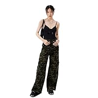 Vintage Army EN8 Women's Clothing Straight Baggy Cargo Pants Streetwear Camo1 Denim Trouser