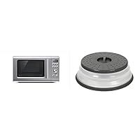 Breville BMO650SIL the Compact Wave Soft Close Countertop Microwave Oven, Silver & Tovolo - 81-31531 Vented Collapsible Microwave Splatter Proof Food Plate Cover, 10.5