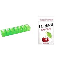 EZY DOSE Weekly 7-Day Pill Organizer and Medicine Box with Luden's Wild Cherry 30 Count Sore Throat Drops