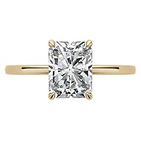 10K Solid Yellow Gold Handmade Engagement Ring 3 CT Radiant Cut Moissanite Diamond Solitaire Wedding/Bridal Ring Set For Women/Her Propose Ring