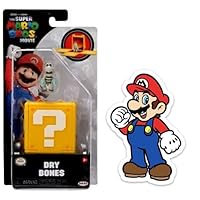 THE SUPER MARIO BROS. MOVIE 1.25 inch Mini Figure with Question Block with Sticker Combo Pack (Dry Bones)