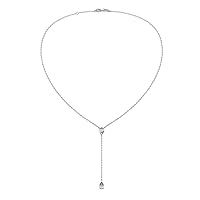 Natural Diamond (3.50 mm) 0.30 ctw Women Lariat 18 Inches Chain Necklace in 14K Gold.