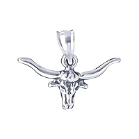 Sterling Silver Bull Head Charm Pendant Oxidize Finish with 18 inch necklace