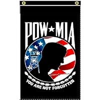 3X5 POW MIA USA PATRIOTIC VERTICAL SLEEVE AND GROMMETS FLAG BANNER 100D