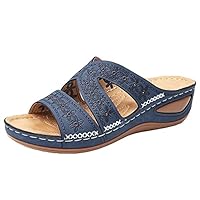 Outdoor Slippers for Women Comfortable Slip on Platform Flip Flops Retro Large Size Bohemia Summer Beach Shoes