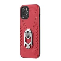 2021 New iPhone 12 Pro Max Case Cover 360 Rotation Carbon Fiber Texture Ring Holder TPU,PC (Red, 12 Pro Max)