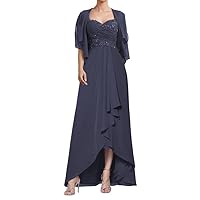 Mother of The Bride Dresses with Jacket Lace Long Evening Dresses Formal Gowns V Neck Chiffon