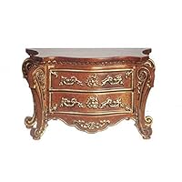 Melody Jane Dollhouse Bombe Buffet Chest of Drawers Walnut & Gold JBM Miniature Furniture