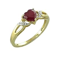 Carillon Ruby Gf Heart Shape 1.08 Carat Natural Earth Mined Gemstone 10K Yellow Gold Ring Unique Jewelry for Women & Men