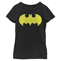 DC Comics Kids' Little, Big Batman Bat Logo Ten Girls Short Sleeve Tee Shirt