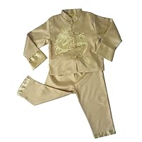 通用 Tang Suit Children Hanfu Chinese Traditional Clothes Kung Fu Shirt Uniform Long Sleeve Tops and Pants