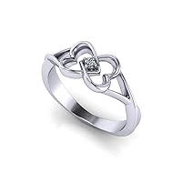 Sterling Silver 925 Twin Heart Promise Ring With Rhodium Plated | Ring For Women & Girls | Beautiful Design Ring The Everyday Accessory.