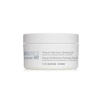 Probiotic Triple Action Clarifying Pads: Reduces Breakouts & Pigmentation, Brightening, Targets Breakout-Prone Skin, With 5% Glycolic, 2% Lactic Acid, & 2% Salicylic Acid, 60 Pads