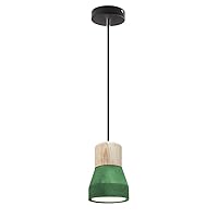 Nordic Simple Restaurant Pendant Lamp Ceiling Light Solid Wood Cement Small Chandelier Creative Personality Bar Counter Bedside Dining Table Single Head Hanging Lights Flush Mount Light (Color