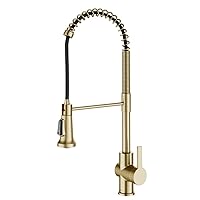 KRAUS Britt 2nd Gen Commercial Style Pull-Down Single Handle Kitchen Faucet in Spot Free Antique Champagne Bronze, KPF-1691SFACB, 22.25