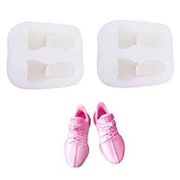 2Pair Mini Sport Shoe Slippers Silicone Molds for DIY Cake Fondant Biscuit Cookies Soap Sugar Pudding Chocolate Hard Candies Dessert Candle Decor (Coconut Shoes JJ887)