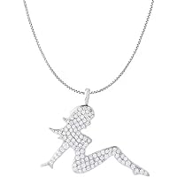 RKGEMS Mudflap Girl Necklace, Mudflap Girl Pendant, Trucker Mudflap Girls Pendant Necklace, Mudflap Girl Petite Pendant in Silver, Christmas Gift