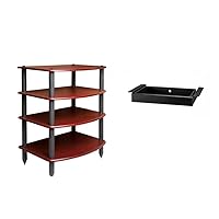 Pangea Audio Vulcan Rack and Drawer Bundle Rosenut Red Four Shelf Audio Rack Media Stand Components Cabinet and Duo Media Storage Drawer 2 Inch High