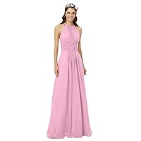 Sheath/Column Bridesmaid Dress Jewel Neck Sleeveless Beautiful Back Floor Length Chiffon with Lace/Sash/Ribbon/Pleats