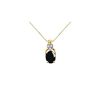 Rylos Necklaces For Women 14K Yellow Gold - Diamond & Cabochone Black Onyx Pendant Necklace With 18