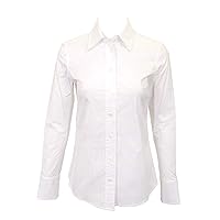 Womens Long Sleeve White Button Down Collared Top Style NGBT