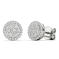 The Diamond Deal 18kt White Gold Womens Round Cut White VS Diamond Earrings 0.42 Cttw (7mm)