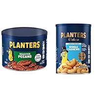 Bundle of PLANTERS Deluxe Lightly Salted Whole Cashews 18.25oz (1 Canister) + PLANTERS Roasted Pecans, 7.25 oz.