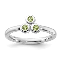 RKGEMSS 925 Sterling Silver Peridot Gemstone Ring, Stackable Ring, August Birthstone Ring, Three Stone Ring, Peridot Crystal Dainty Ring, Valentine's Day Gift For Her