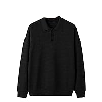 Casual Simple Style Men Knitted Solid All-Match Pullover Streetwear Open Collar Sweater