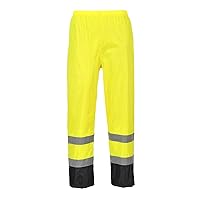 Portwest H444 High Visibility Reflective Lightweight Waterpoof Hi Vis Contrast Rain Pants Yellow/Black, 5X-Large