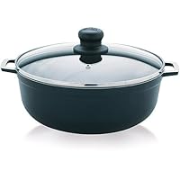 IMUSA USA 6.9QT Nonstick Blue exterior Caldero (Dutch Oven) with Glass Lid and Steam Vent