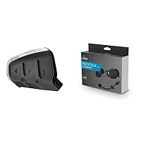 Cardo PTS00001 - PACKTALK Slim Motorcycle Bluetooth Communication System Headset - Black, Single Pack and -SRAK0033 Audio & Microphone Kit (Single Pack) - Black
