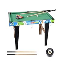 Pool Table, Children' s Billiard Game Table Including 2 Cue Sticks, 16 Billiard Balls and Tripod Stand