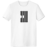 Roman Numerals Twelve in Black Silhouette T-Shirt Workwear Pocket Short Sleeve Sport Clothing